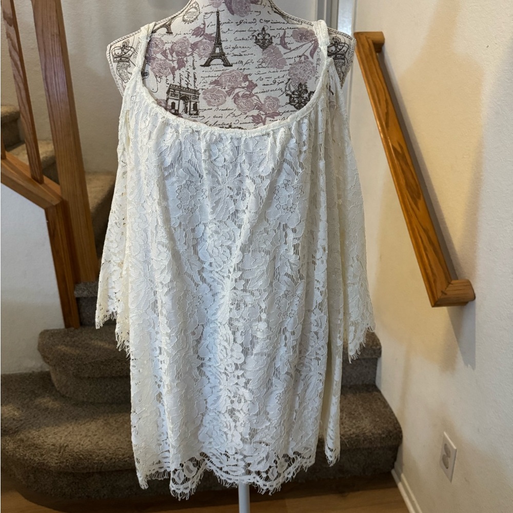 Elegant White Lace Off-Shoulder Blouse